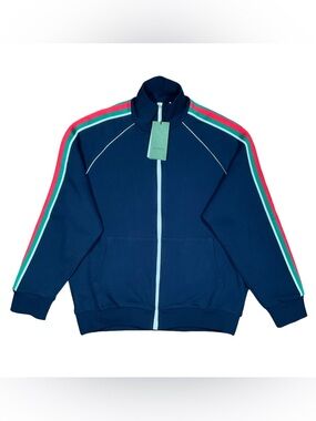 AUTHENTIC Gucci Mens Navy Blue Zip-Up Sweater Back of House Uniform Size L